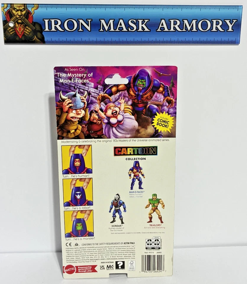 Masters of the Universe Origins — Man-E-Faces Cartoon Collection | The Many-Faced Heroic Warrior | Wave 22 | 5.5-Inch Action Figure | New in Box