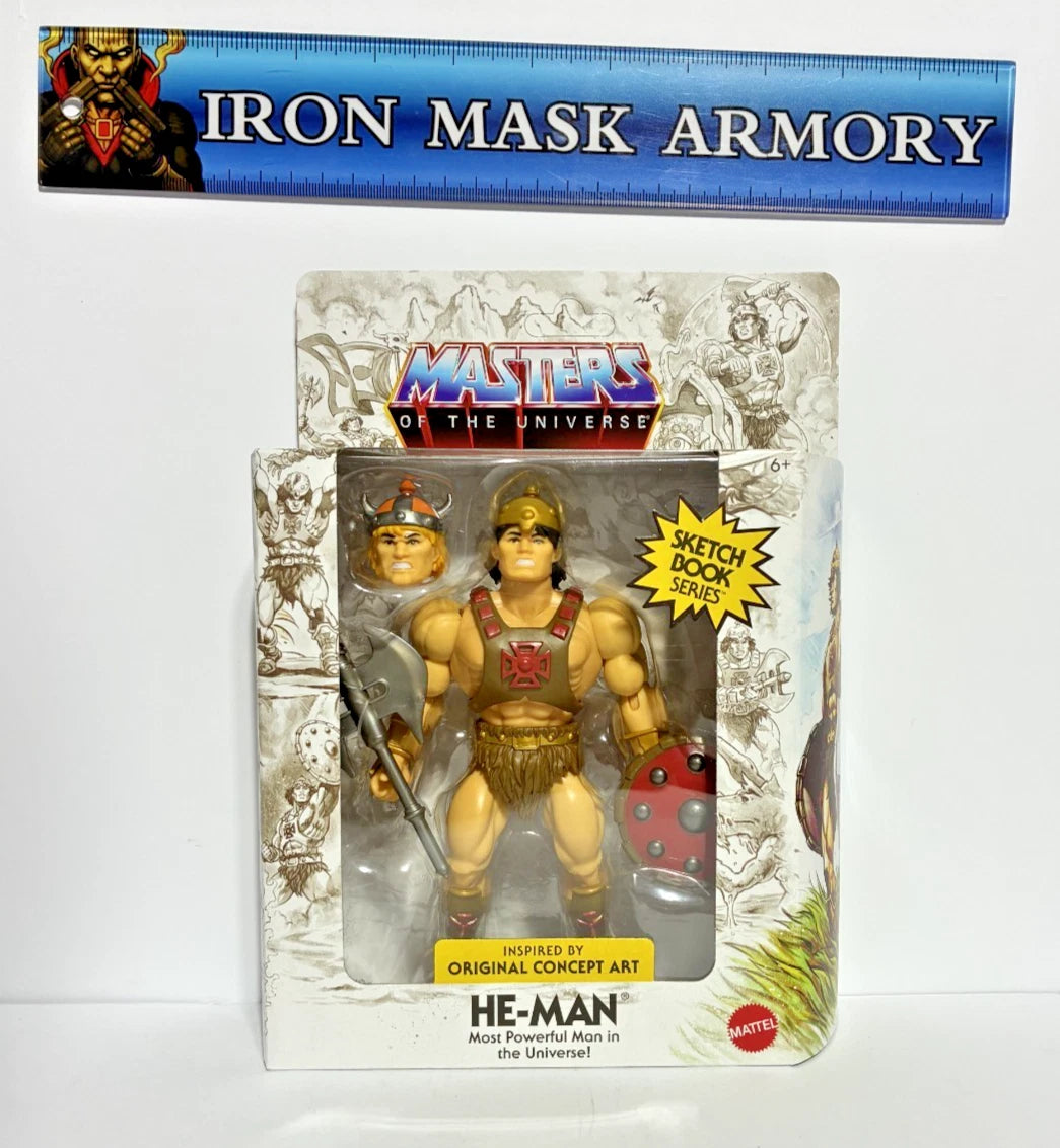 Masters of the Universe Origins Sketchbook Series Bundle — He-Man (Musclor) & Man-E-Faces — Both Target Exclusive