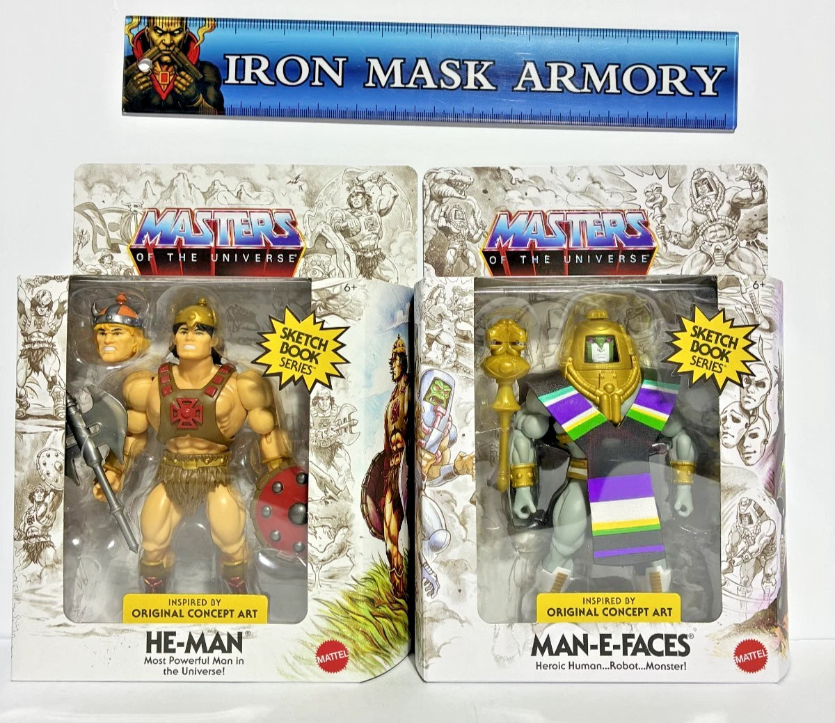 Masters of the Universe Origins Sketchbook Series Bundle — He-Man (Musclor) & Man-E-Faces — Both Target Exclusive