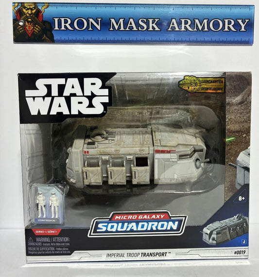 Star Wars Micro Galaxy Squadron Imperial Troop Transport Launch Edition — Walmart Exclusive — with 2 Stormtroopers