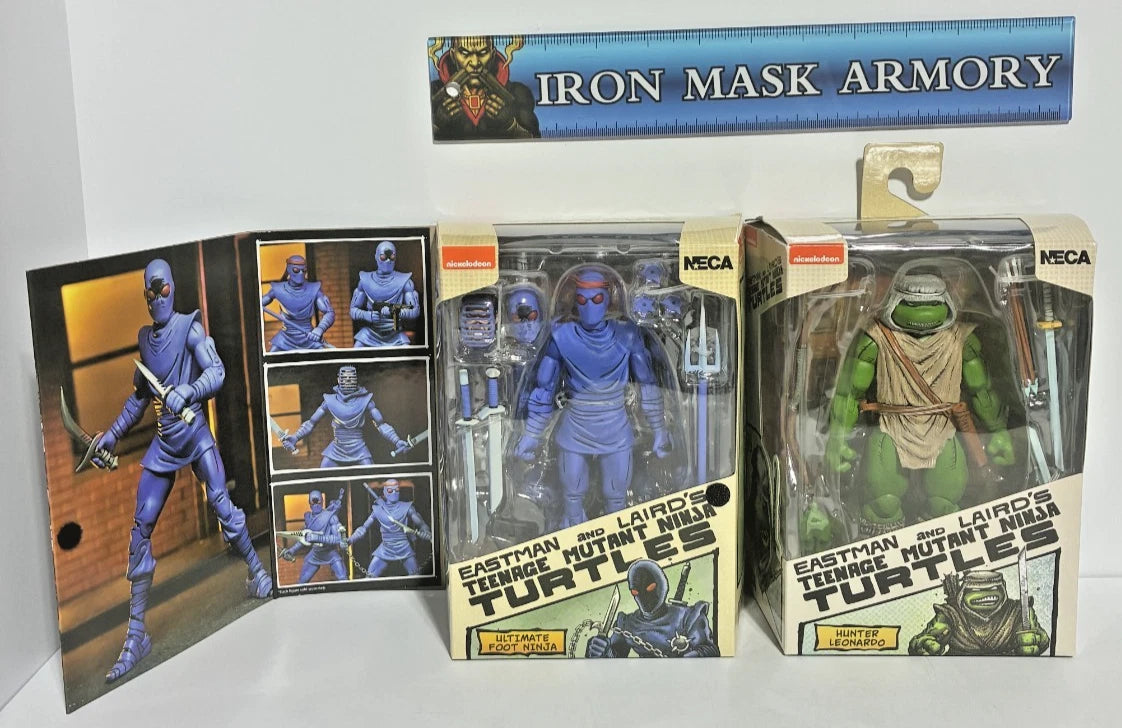 NECA TMNT Mirage Comics Bundle — Ultimate Foot Ninja & Hunter Leonardo | 7-Inch Action Figures | New in Box