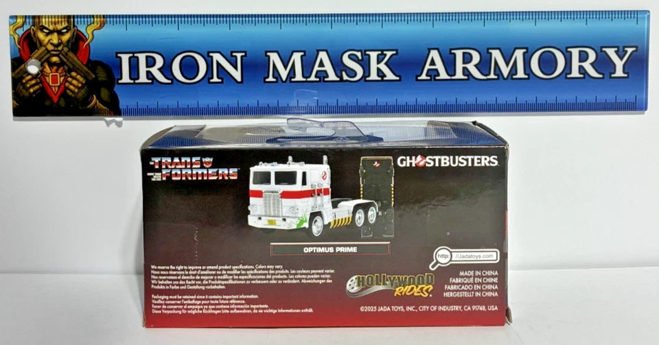 Jada Hollywood Rides — Transformers G1 Optimus Prime with Ghostbusters Ecto-1 Graphics | 40th Anniversary Crossover | 1:32 Scale Die-Cast | New in Box