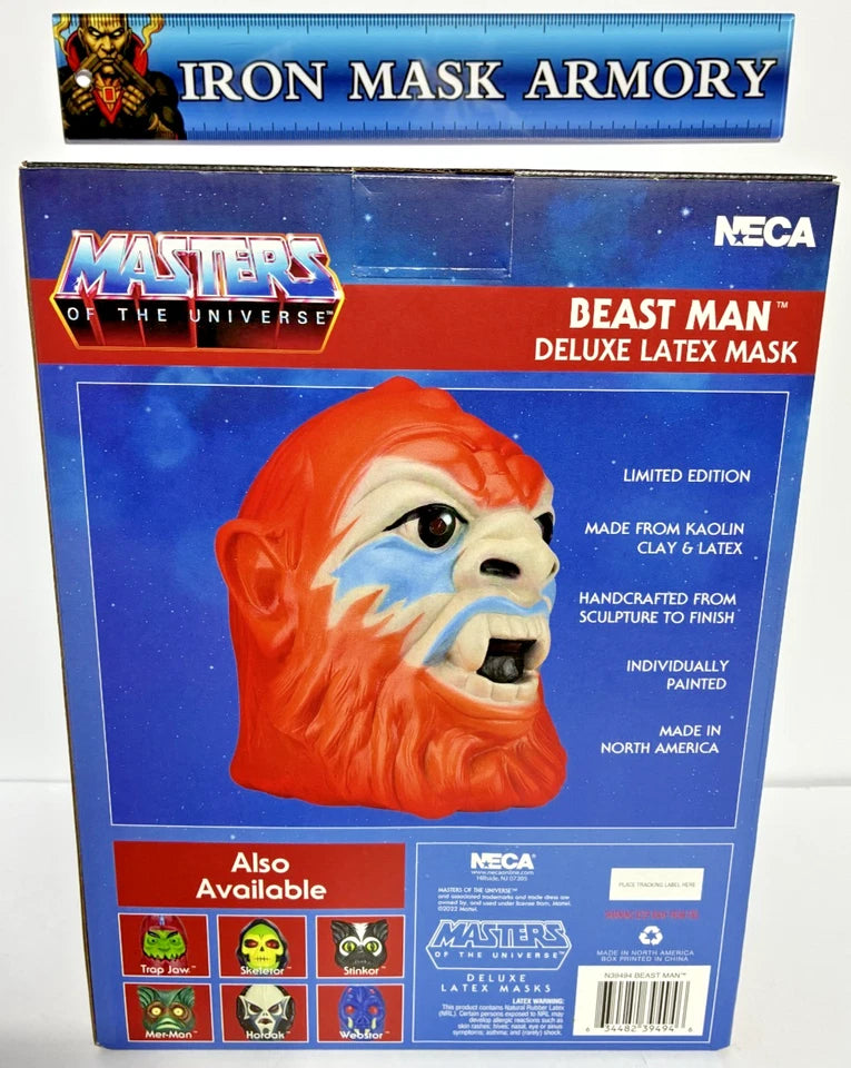 NECA Masters of the Universe — Beast Man Classic Deluxe Latex Mask | 40th Anniversary | Full-Head Pullover | New